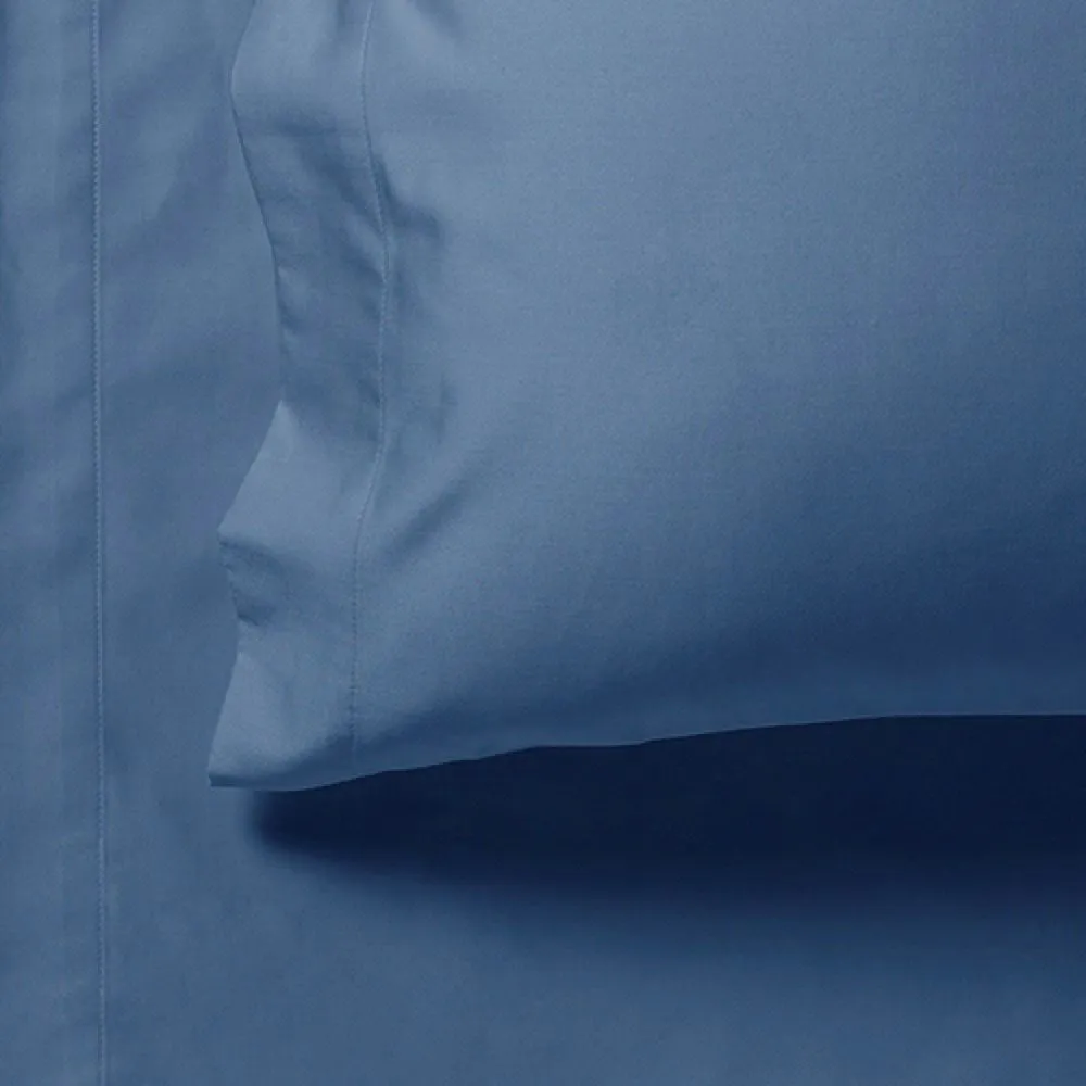 1000TC King Size Bed Soft Flat & Fitted Sheet Set | Greyish Blue