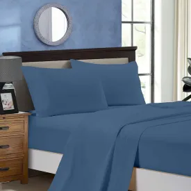 1000TC King Size Bed Soft Flat & Fitted Sheet Set | Greyish Blue