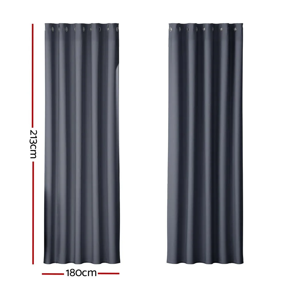 2-Pack Charcoal Blockout Curtains | 180x213cm Eyelet