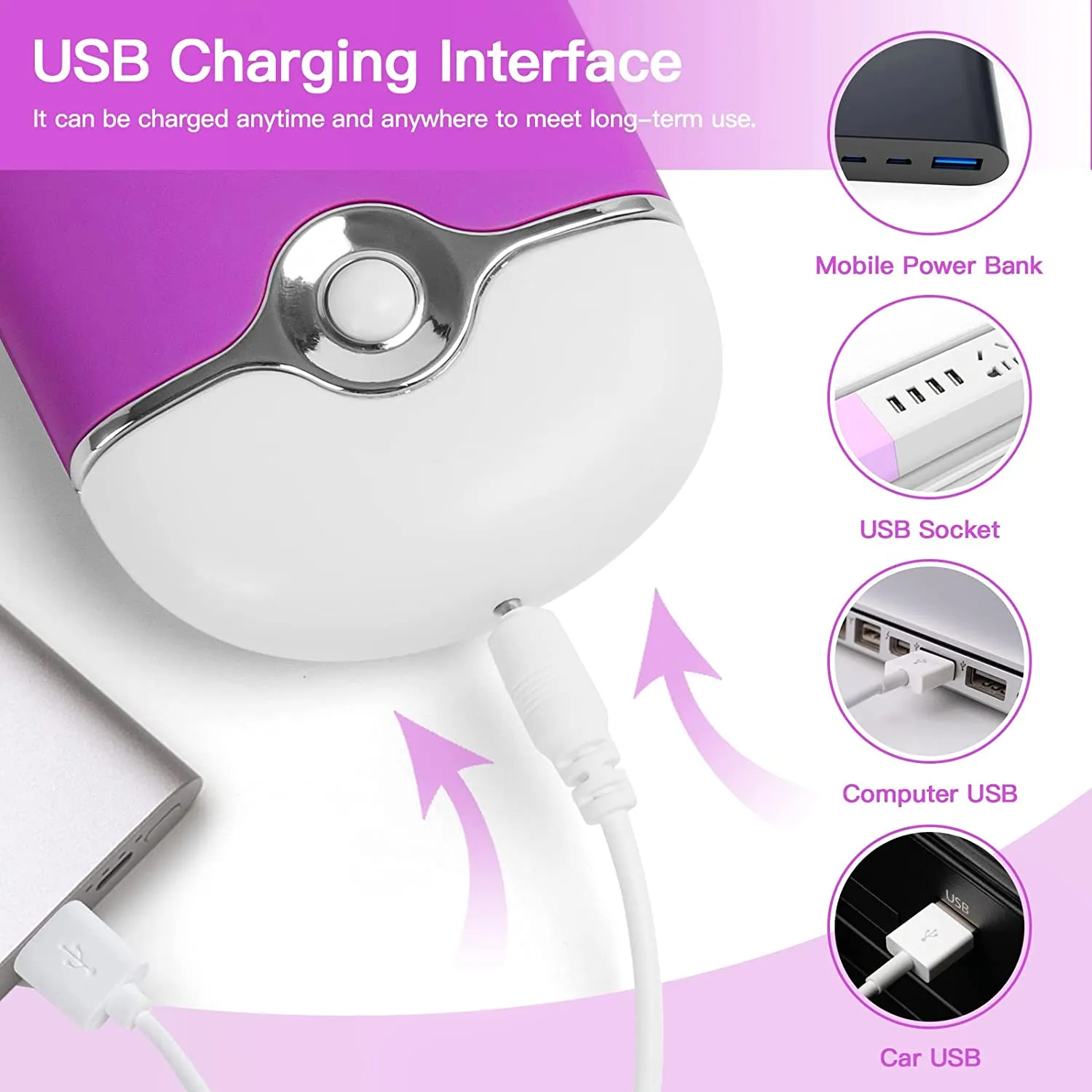 2-Piece: Rechargeable Handheld Mini Eyelash Fan