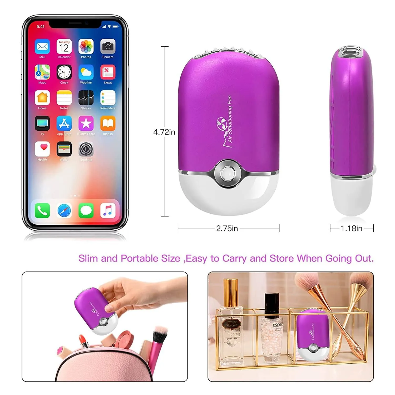 2-Piece: Rechargeable Handheld Mini Eyelash Fan