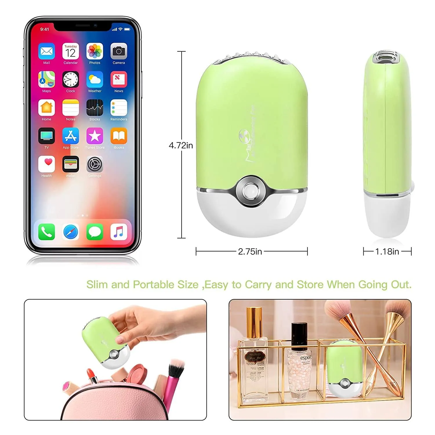 2-Piece: Rechargeable Handheld Mini Eyelash Fan