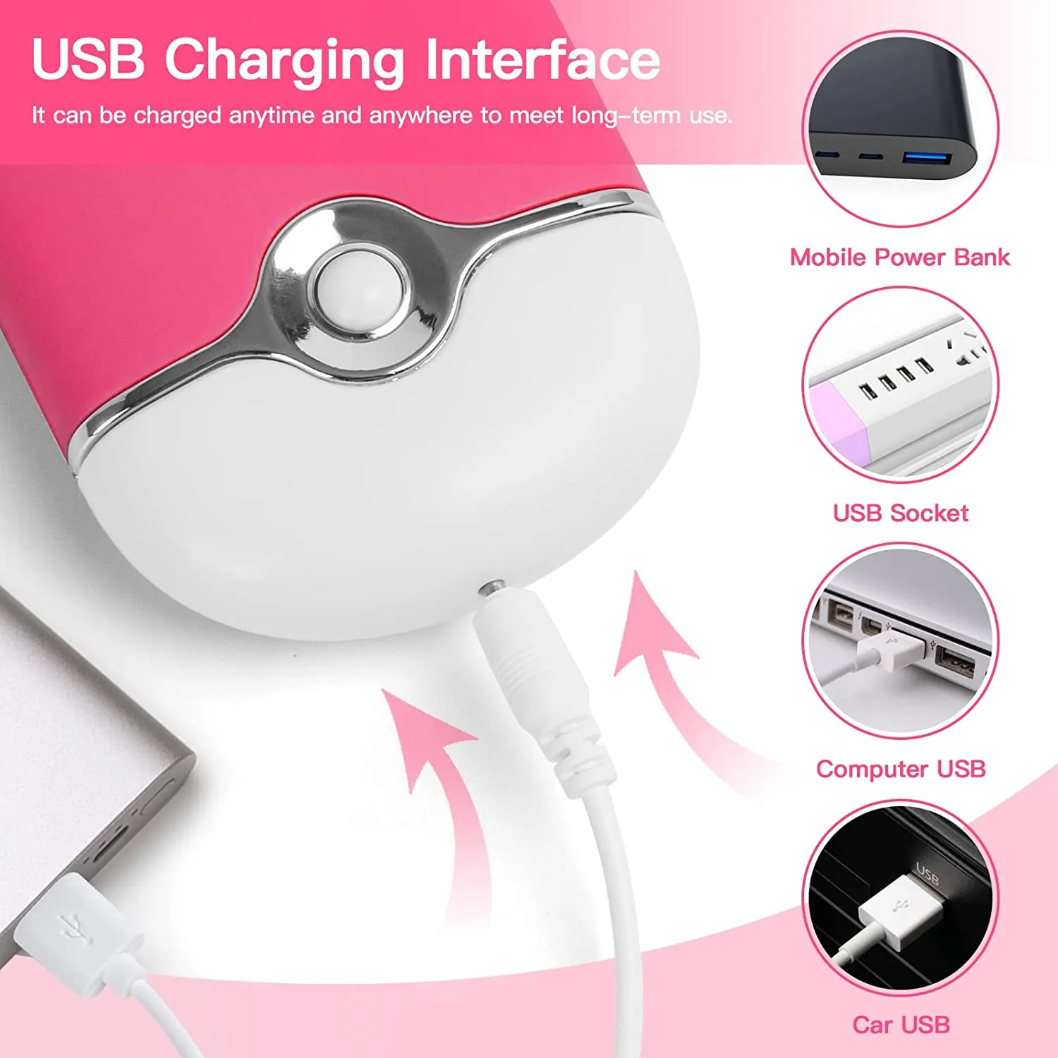 2-Piece: Rechargeable Handheld Mini Eyelash Fan
