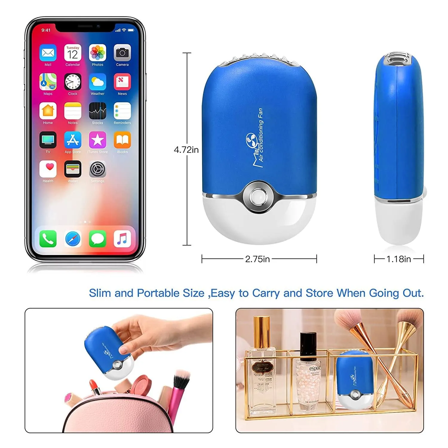 2-Piece: Rechargeable Handheld Mini Eyelash Fan