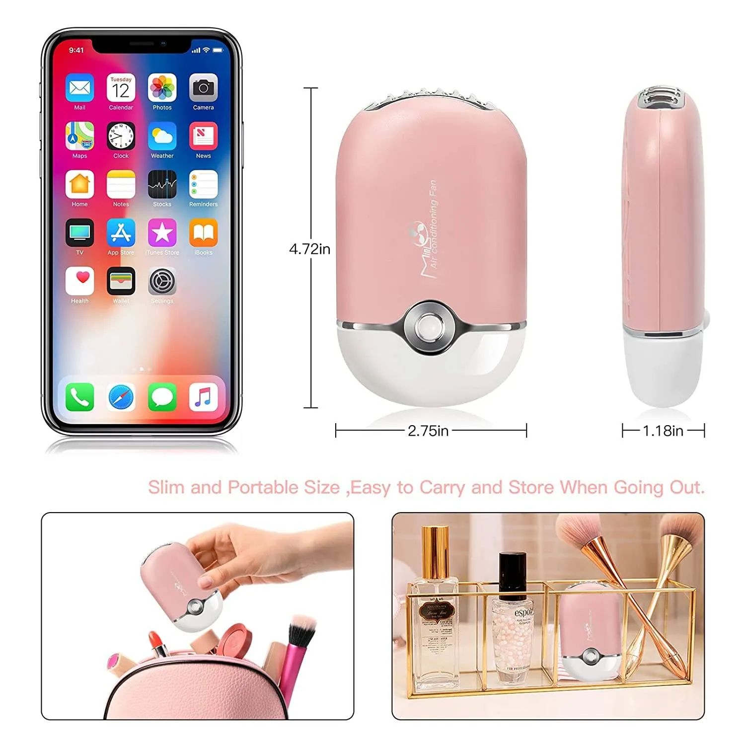 2-Piece: Rechargeable Handheld Mini Eyelash Fan