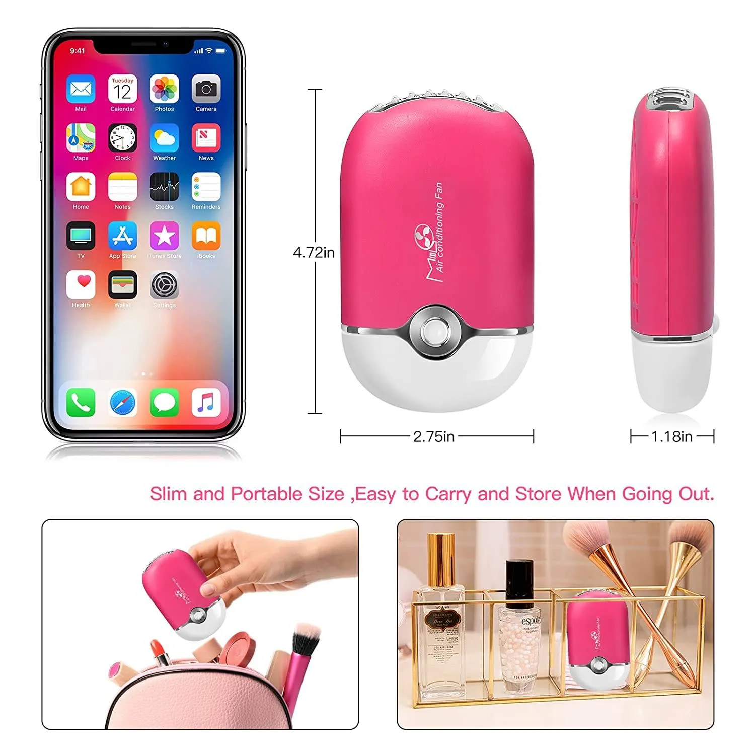 2-Piece: Rechargeable Handheld Mini Eyelash Fan