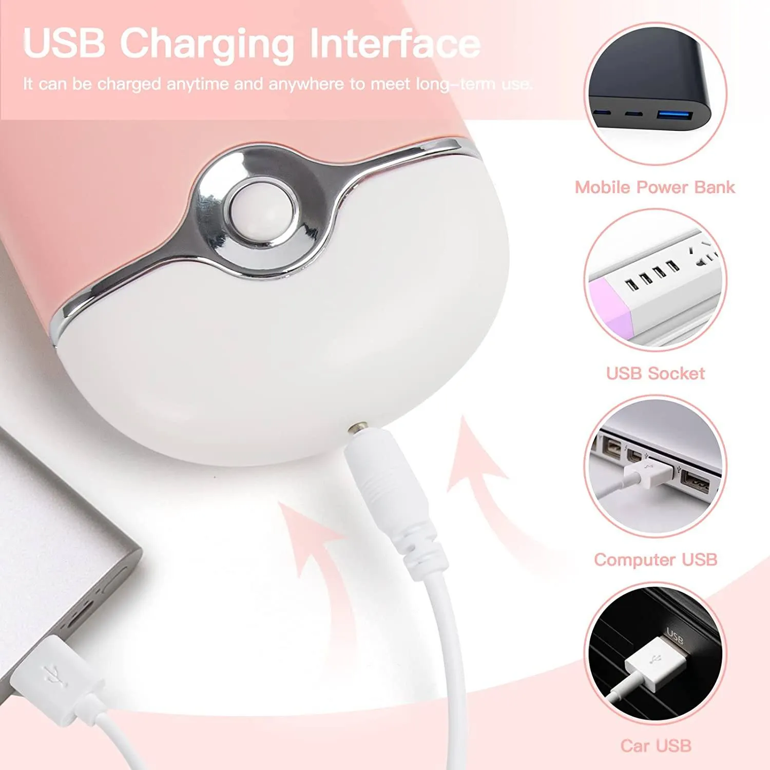 2-Piece: Rechargeable Handheld Mini Eyelash Fan