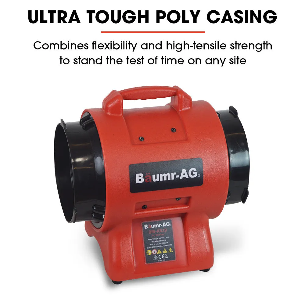 200mm (8 inch) Portable Air Blower Mover Axial Ventilation Extraction Fan | Baumr-AG