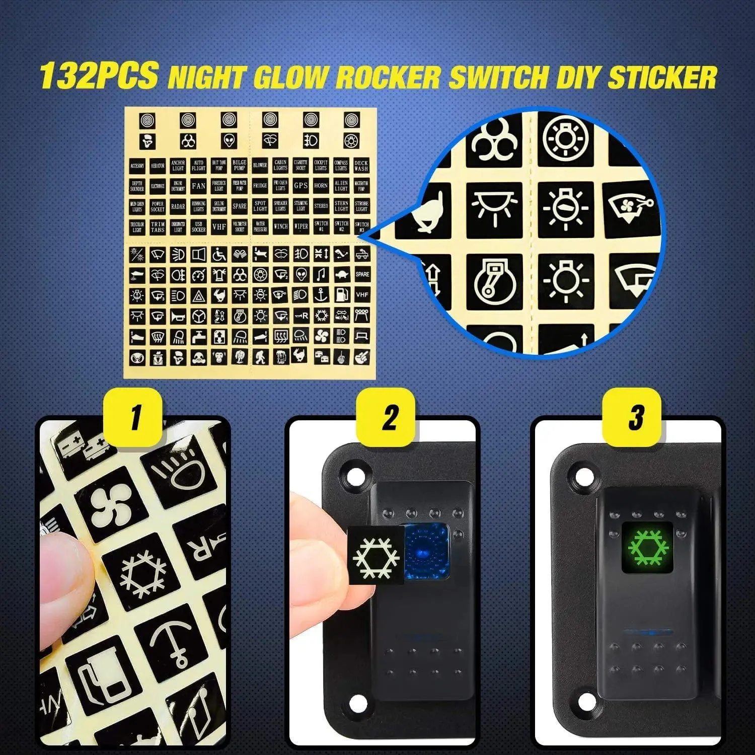 2Gang Aluminum 5Pin ON/Off Rocker Switch Panel Blue