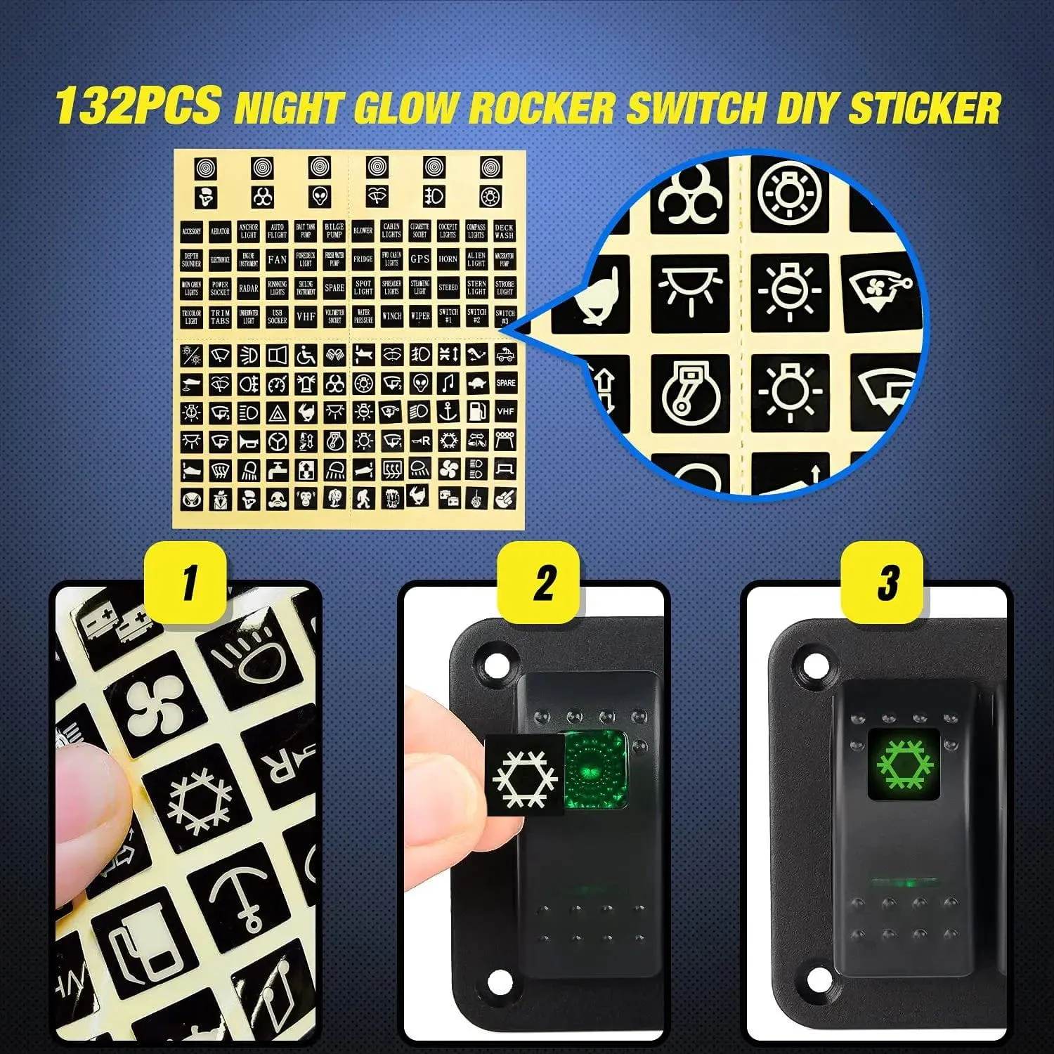 2Gang Aluminum 5Pin ON/Off Rocker Switch Panel Green