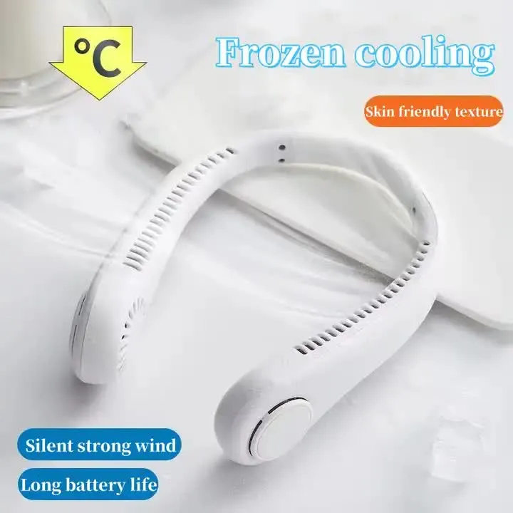 2PCS Leafless Hanging Neck Fan | Pink | Rechargeable | Portable Hands-Free Cooling | 3 Speed Modes | Outdoor & Indoor Use