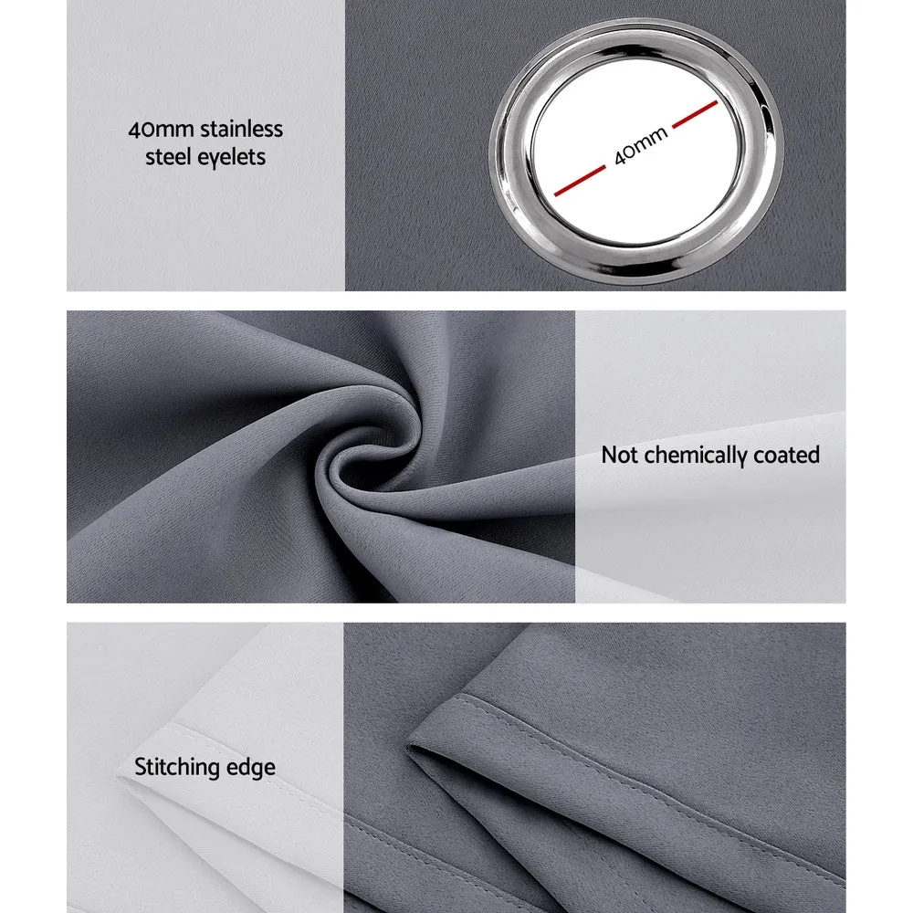 2X 132x213cm | Blockout Sheer Curtains | Charcoal