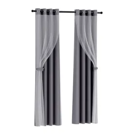2X 132x213cm | Blockout Sheer Curtains | Charcoal