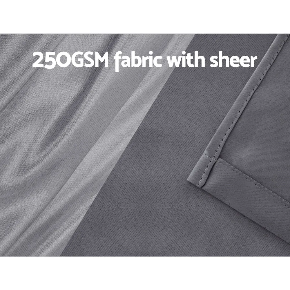 2X 132x213cm | Blockout Sheer Curtains | Charcoal