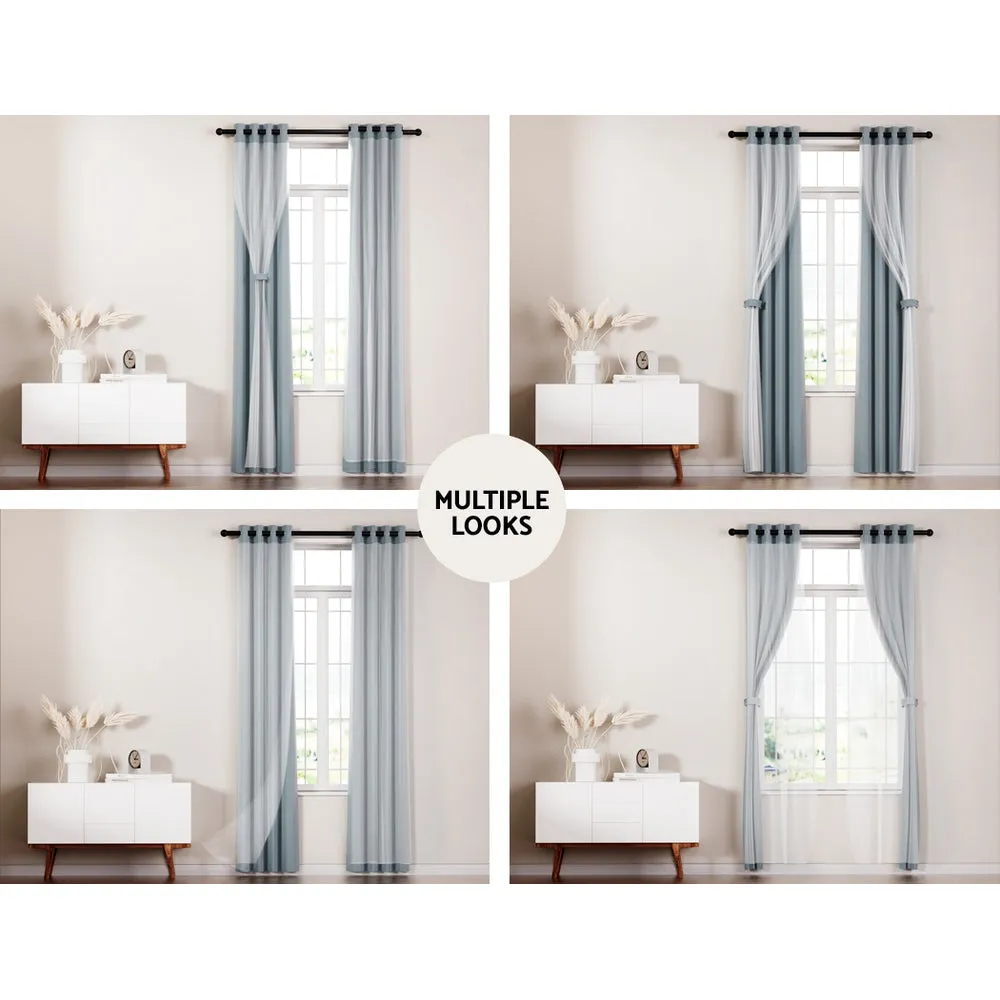 2X 132x274cm | Blockout Sheer Curtains | Light Grey