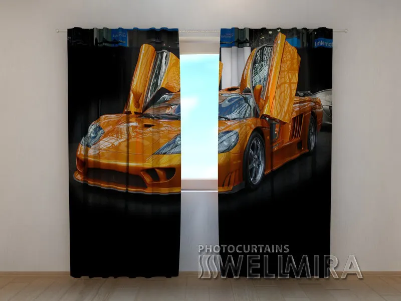 3D Curtain Orange Ferrari