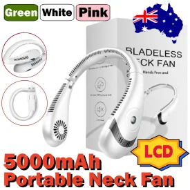 5000mAh Mini Neck Fan | Bladeless | Foldable | Portable | Quiet | Rechargeable | 360-degree Cooler | Random Color