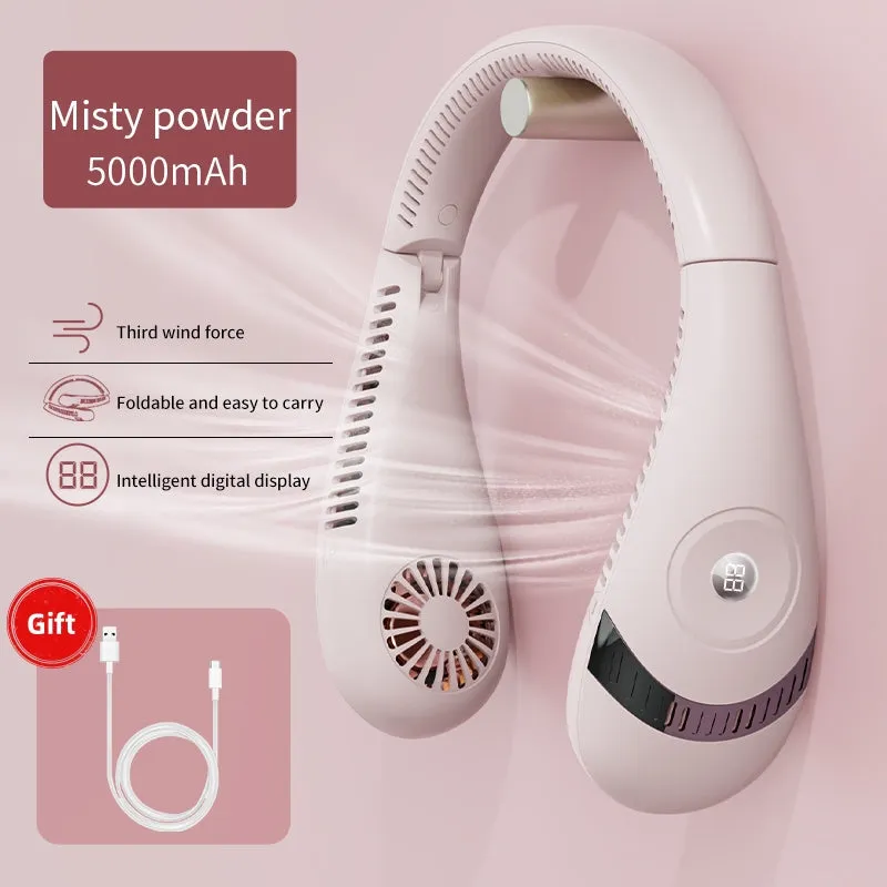 5000mAh Mini Neck Fan | Bladeless | Foldable | Portable | Quiet | Rechargeable | 360-degree Cooler | Random Color