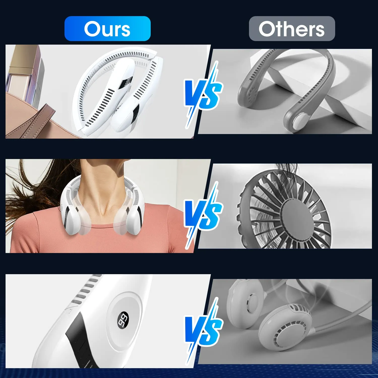 5000mAh Mini Neck Fan | Bladeless | Foldable | Portable | Quiet | Rechargeable | 360-degree Cooler | Random Color