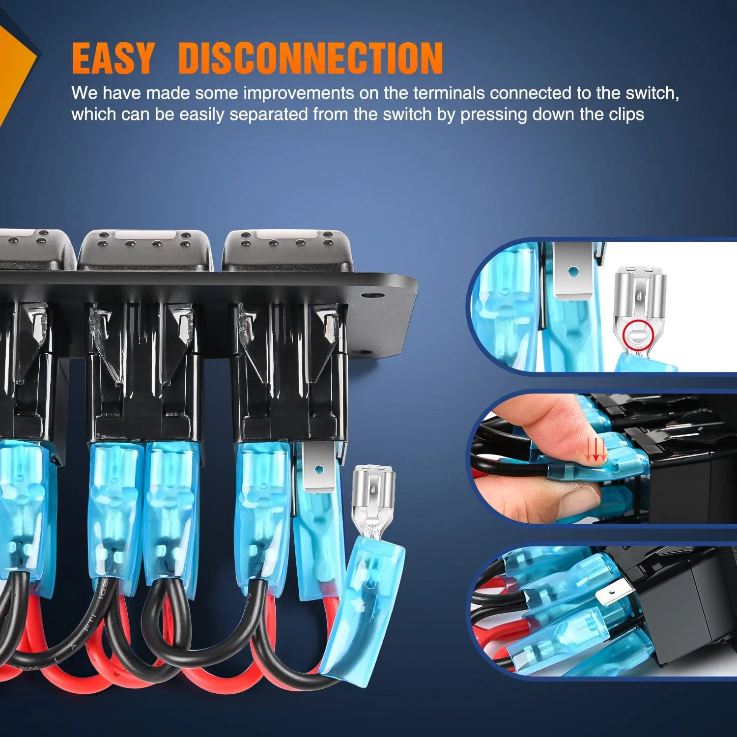 6 Gang Switch Panel With QC3.0 & PD Charger And Voltmerter with Blue Backlit