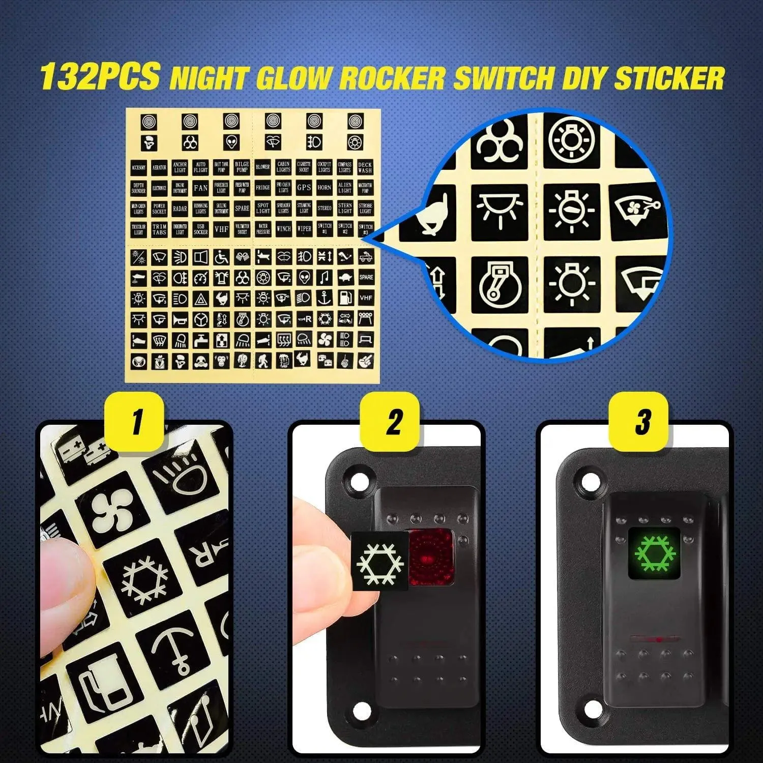 8Gang Aluminum 5Pin ON/Off Red Rocker Switch Panel