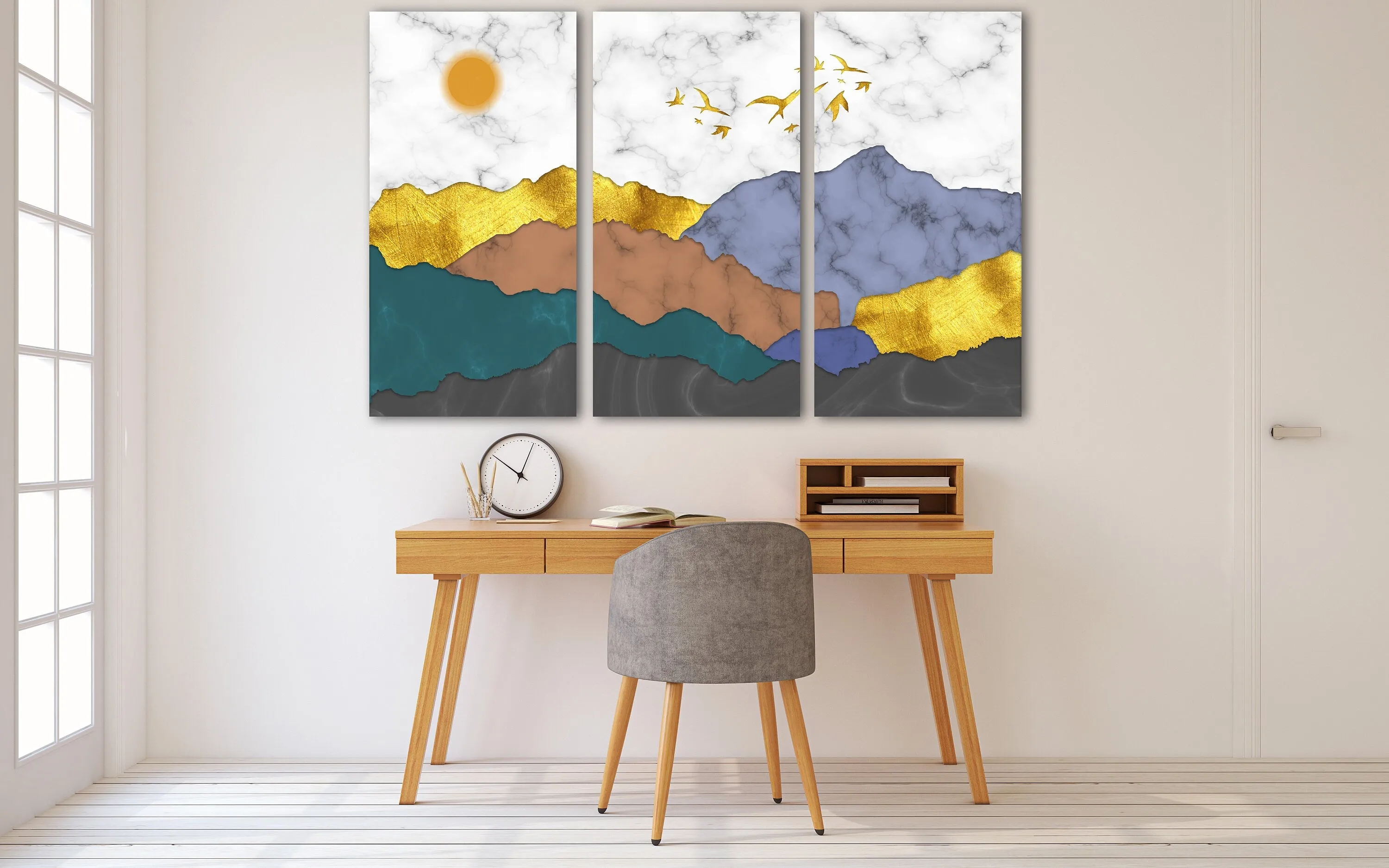 Abstract blue ridge mountains wall art canvas paintings, nature wall art Japanese art canvas, mountains wall art smoky mountains gift