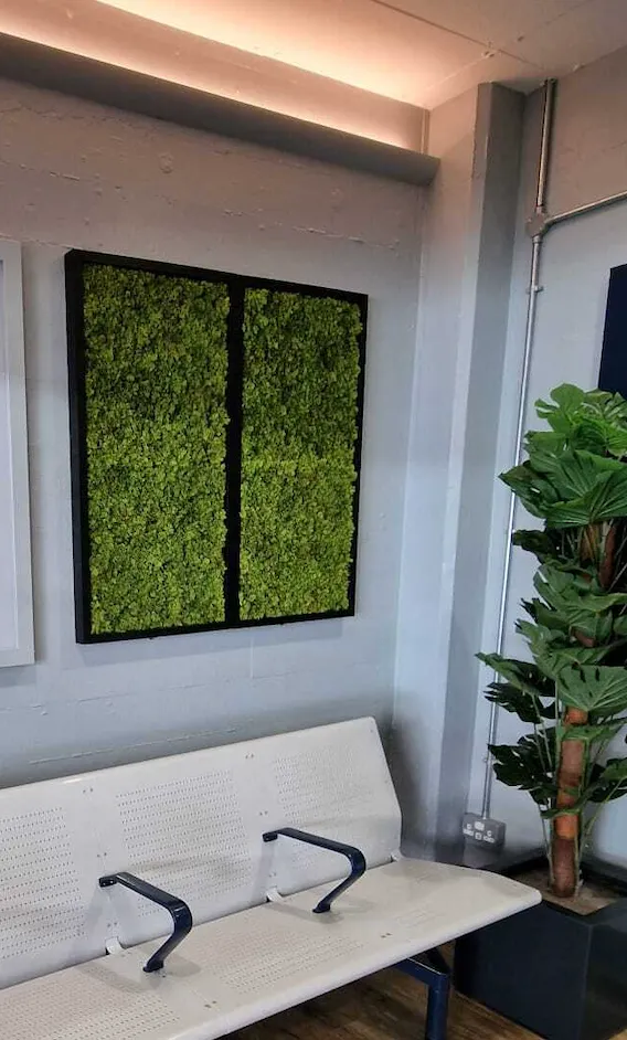 Artificial reindeer moss wall rectangle art panel aluminium Black - 100x50cm