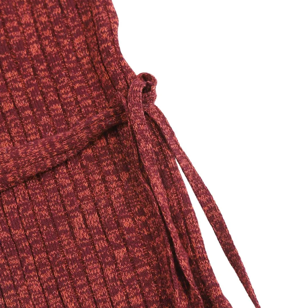 ASSYMETRIC TIE TEE MAROON