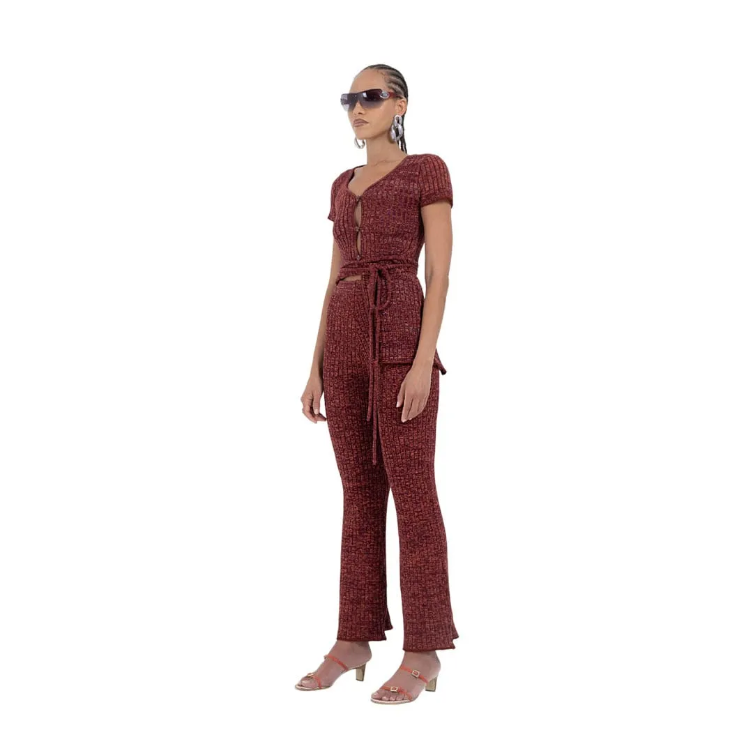 ASSYMETRIC TIE TEE MAROON