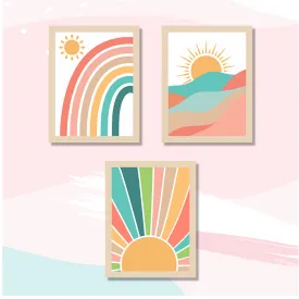 Boho Rainbow Wall Art (Set of 3)
