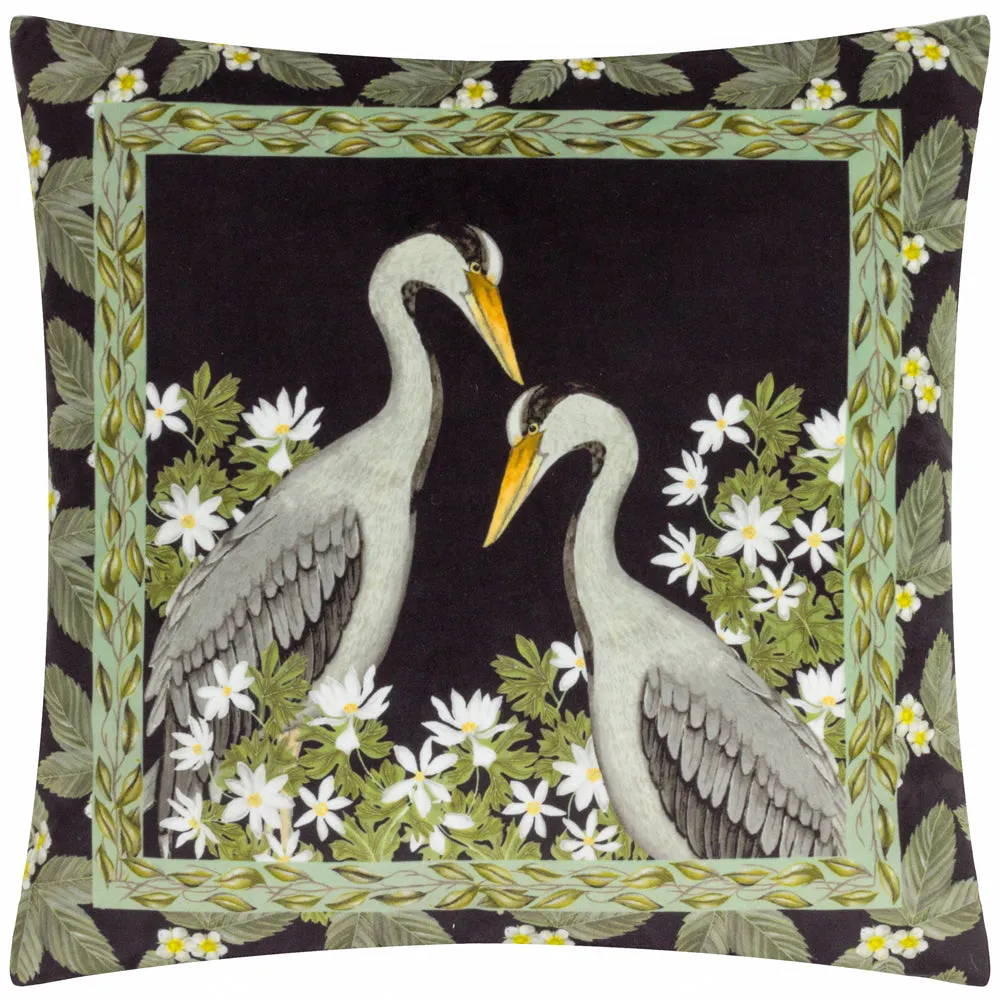 Braywick Wilbur Cranes Printed Velvet Cushion Cranes