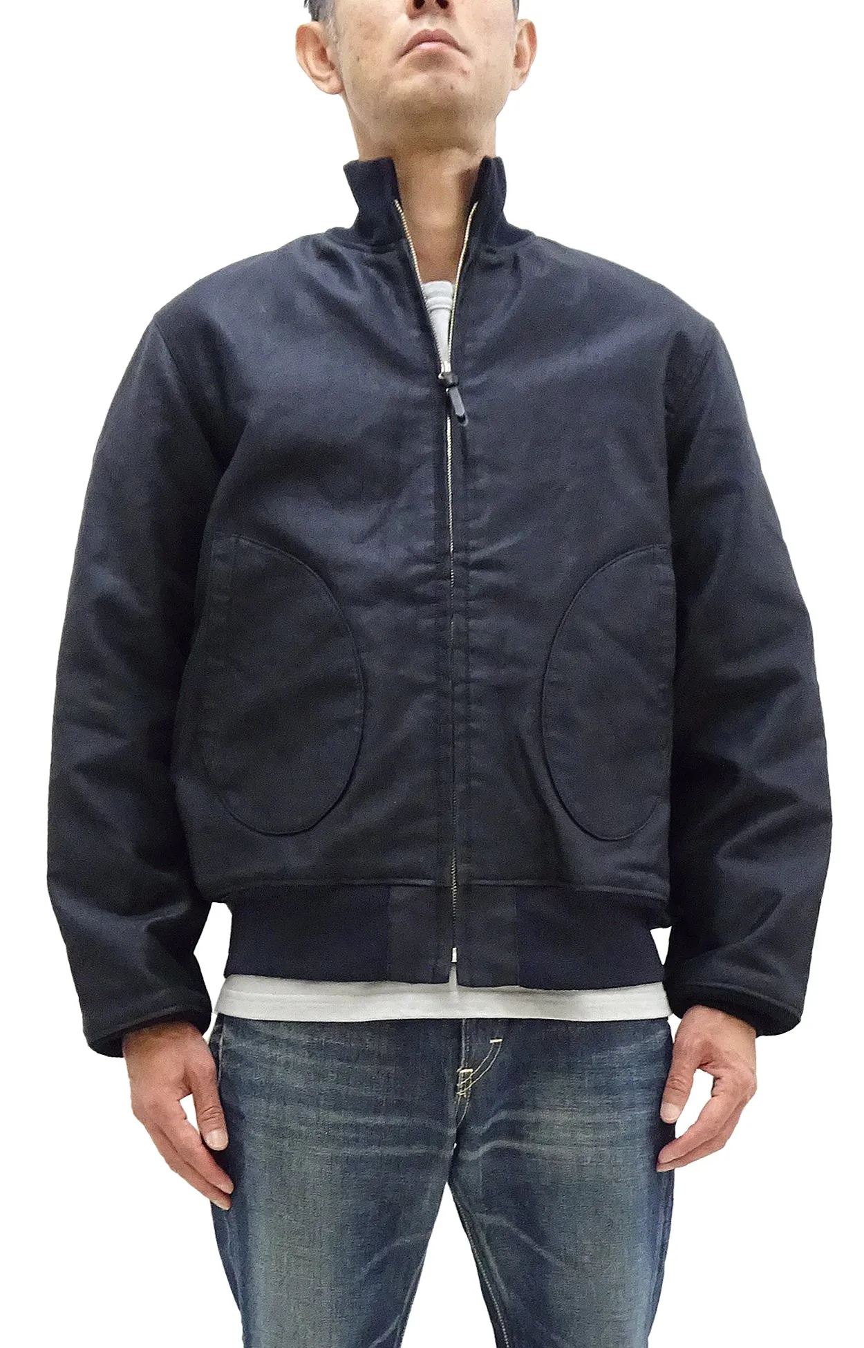 Buzz Rickson Deck Jacket BR15579 Men's Reproduction of US Navy Deck Zip Jacket CONTRACT 87533 Navy-Blue