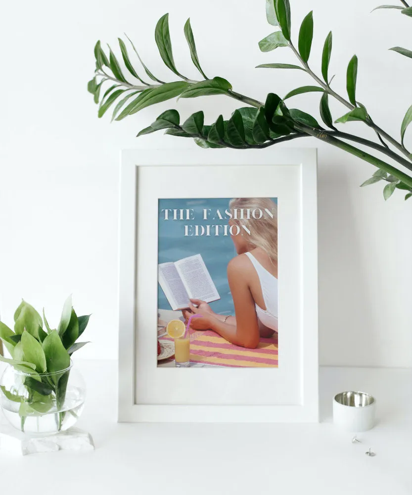 Fashion Edition Summer Poolside PRINTABLE WALL ART, Swimming Pool Art, Beachy Wall Decor, Fashion Prints, Book Lover Art Print, Summer Print