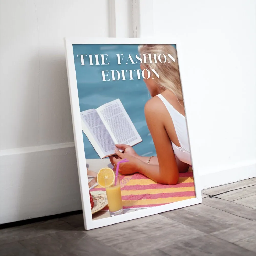 Fashion Edition Summer Poolside PRINTABLE WALL ART, Swimming Pool Art, Beachy Wall Decor, Fashion Prints, Book Lover Art Print, Summer Print