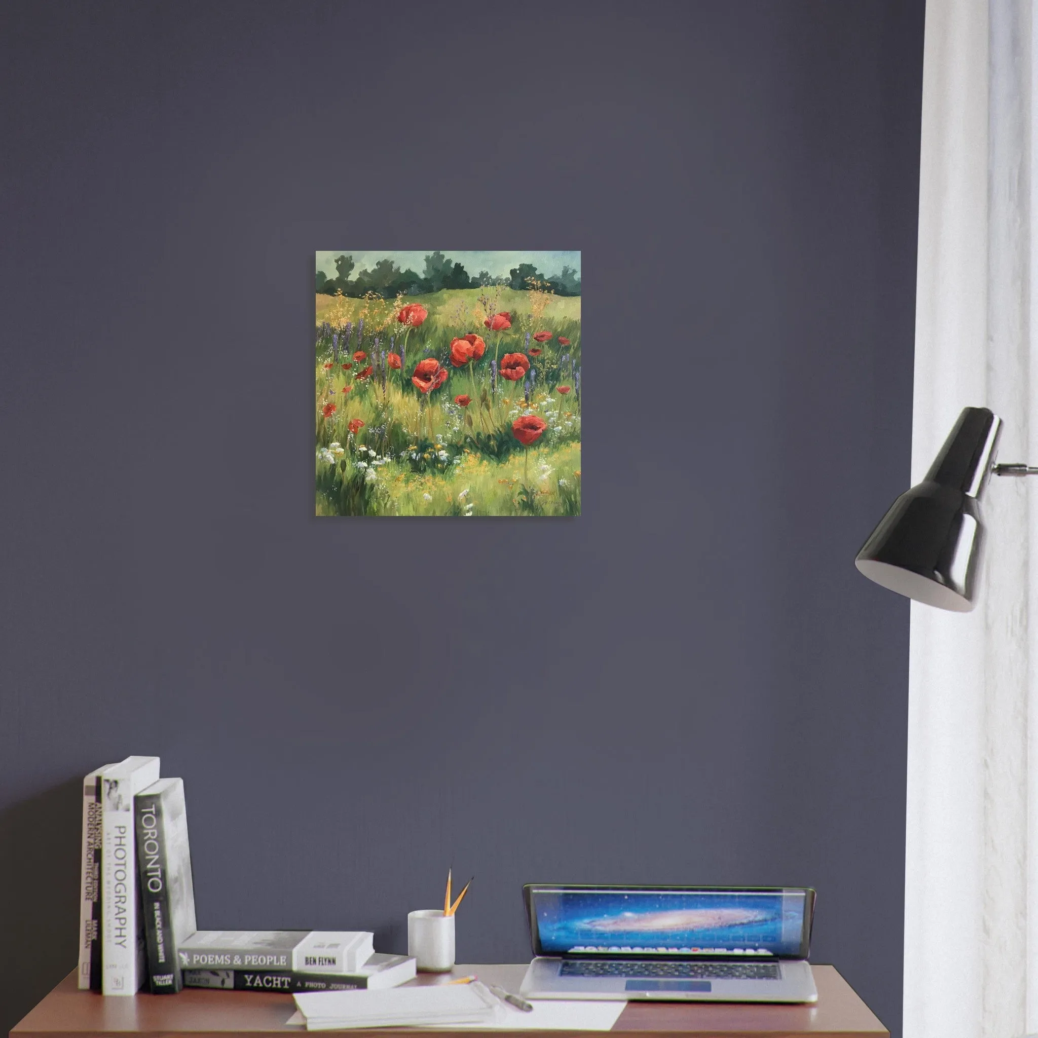 'Field of Red Poppies' I 16x16 Museum-Quality Matte Paper Poster | Original Artwork by American Artist Barbara Cleary
