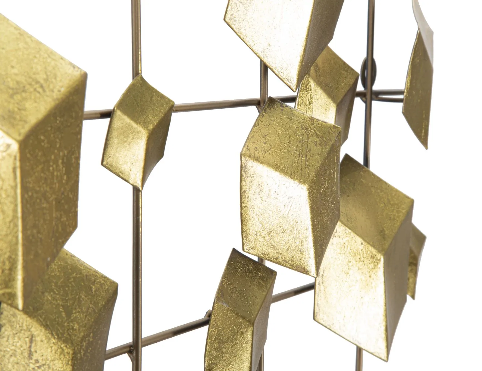 Golden Metal Cubes Geometric Wall Decor