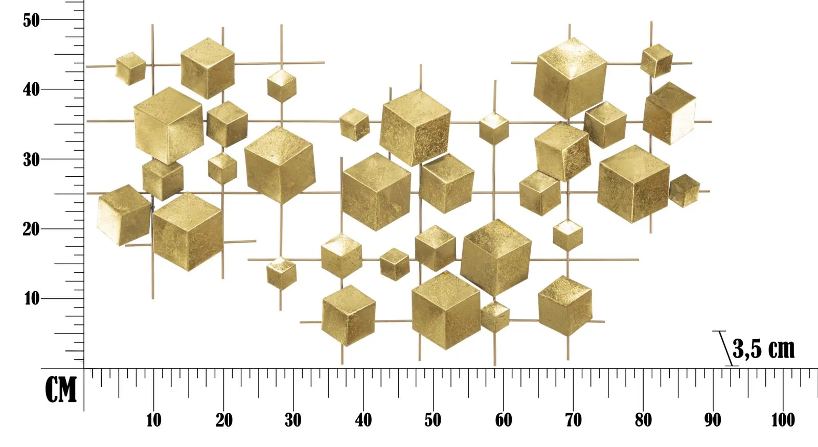 Golden Metal Cubes Geometric Wall Decor