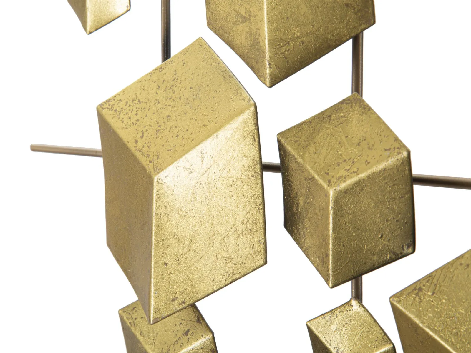 Golden Metal Cubes Geometric Wall Decor