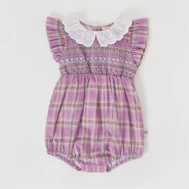 Goldie   Ace Lani Smocked Romper Mauve Check