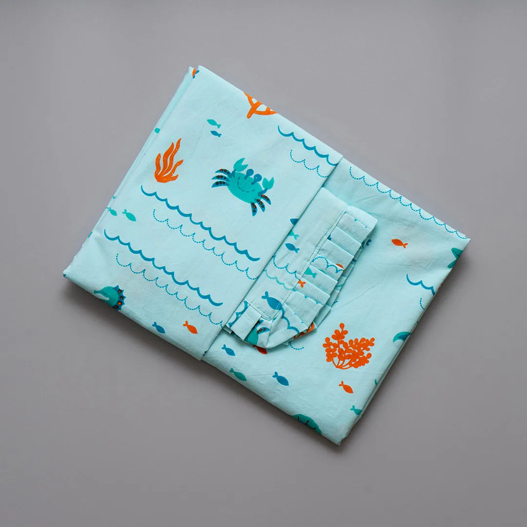 Gudgoodie Kids Flat Bedsheet Set  - 100% Cotton Percale - Single/Double -  Undersea Oasis