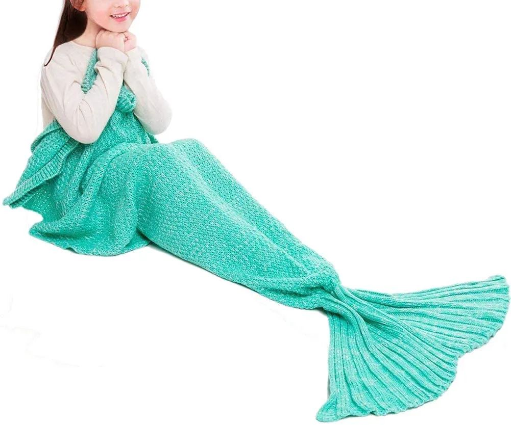 Mermaid Tail Blanket Hand Crochet Snuggle All Seasons Sleeping Bag Blanket