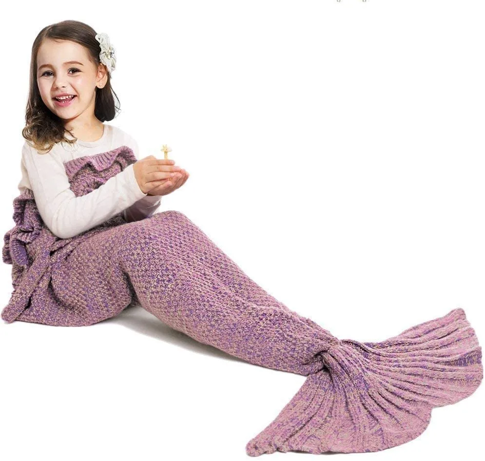 Mermaid Tail Blanket Hand Crochet Snuggle All Seasons Sleeping Bag Blanket