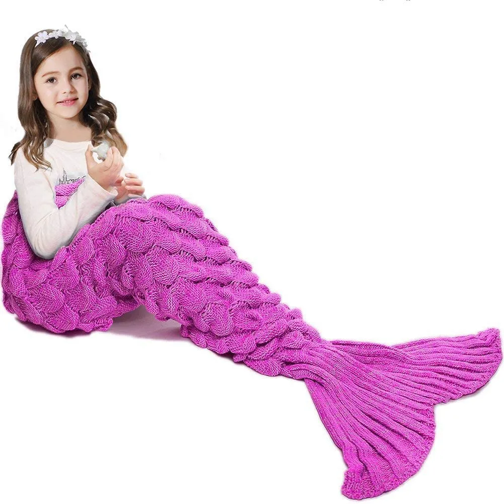 Mermaid Tail Blanket Hand Crochet Snuggle All Seasons Sleeping Bag Blanket