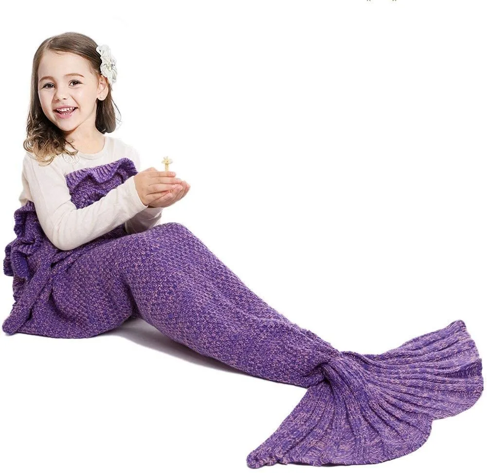 Mermaid Tail Blanket Hand Crochet Snuggle All Seasons Sleeping Bag Blanket