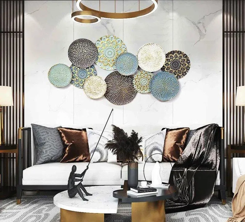 Multicolor Joy wall plates Metal Wall Art