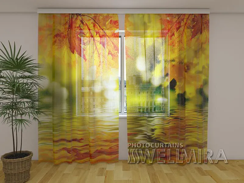 Photocurtain Golden Leaves