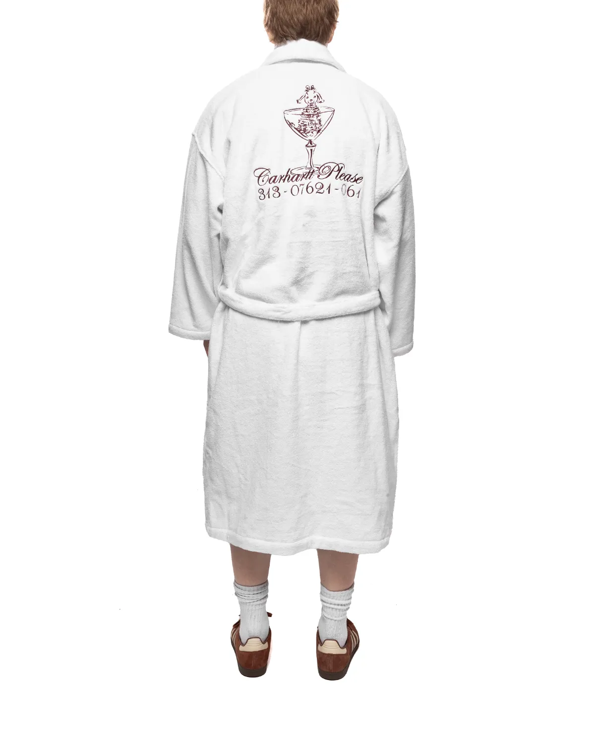Please Bathrobe White/Bordeaux