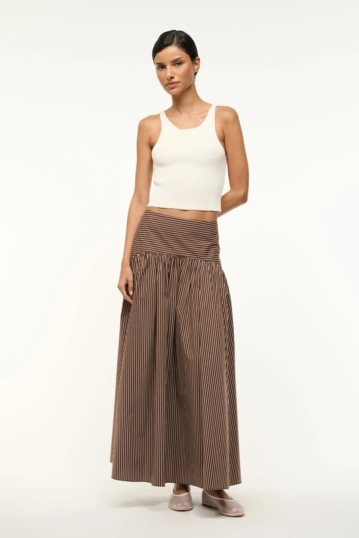 PROCIDA SKIRT | DARK OAK MICRO STRIPE