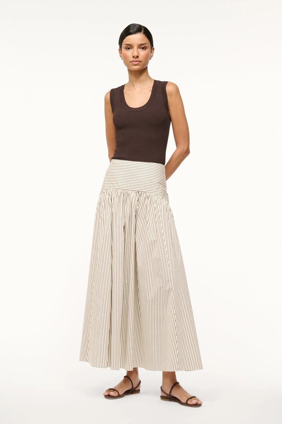 PROCIDA SKIRT | IVORY DARK OAK MICRO STRIPE