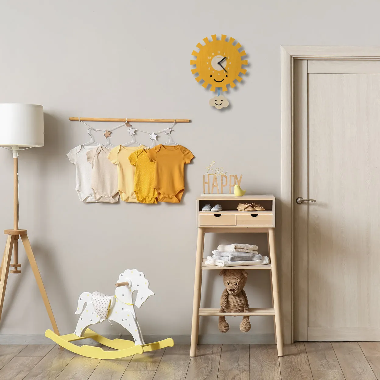 Sun Wood Pendulum Clock by Popclox